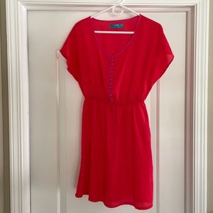 Buttons Red Sun Dress - Size Small